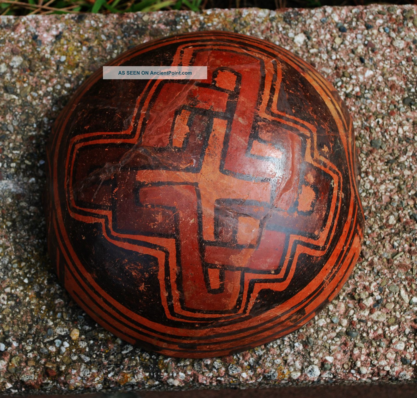 Ancient Pre - Columbian Polychrome Nicoya - Guanacaste Galo Bowl,  Costa Rica 6 3/8 
