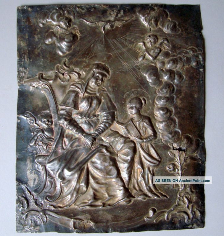 Ca 1600 Christianity The Saint Virgin Baroque Silver Push Phoenix Cherub Other photo