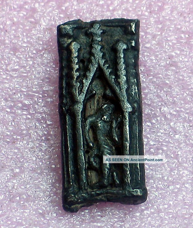 Interesting Gothic Pewter Item With A Wildeman,  15th,  C Other photo