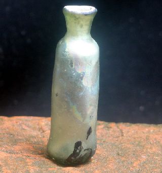 Authentic 17th Century Medicine Green Glass Bottle. photo