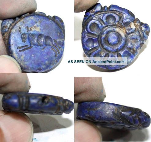 Roman Era Lapis Lazuli Carved Circular Pendant Circa: 2nd - 4th Century Ad European photo