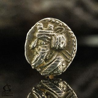 Ancient Silver Coin Rare Early Indo Parthian Kingdom Small Obol Drachma 0.  55 G photo