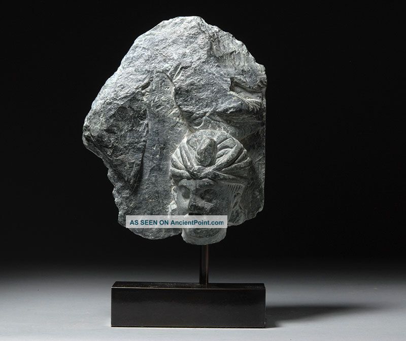 Ancient Indian Gandharan Greek - Buddhist Schist Sculpture Greek photo