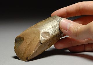 Ancient Scandinavian Stone Age Neolithic Polished Flint Gouge Tool photo