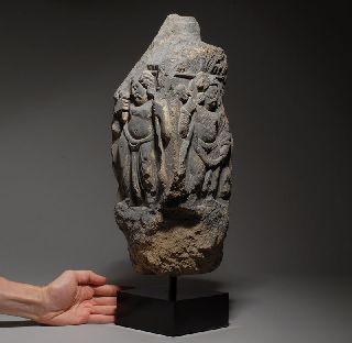 Ancient Indian Gandharan Greek Buddhist Schist Stone Sculpture photo
