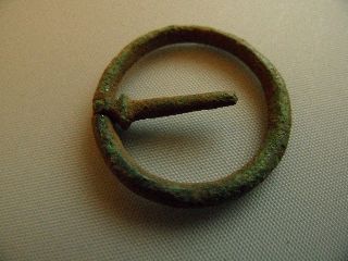 Small Plain Style 25 Mm Medieval Bronze Ring Brooch 13th / 14th Century photo