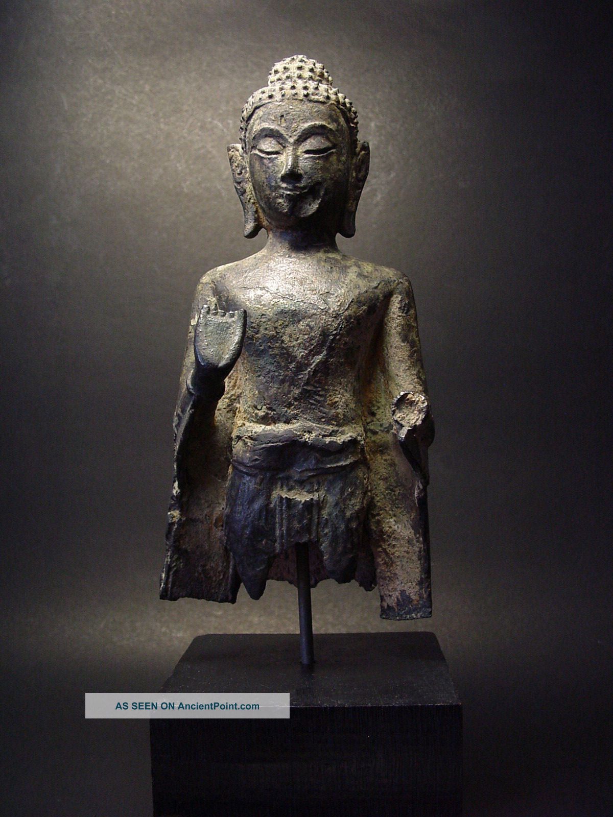 Rare Bronze Ayutthaya Standing Buddha Fragment Statues photo