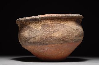 Ancient Persian Geometric Pottery Carinated Vessel Bowl photo
