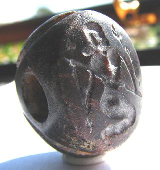 Sassanian Empire Era Garnet Stone Dome Seal Bead Circa: 5th - 6th Century Ad photo