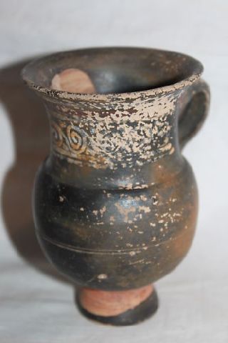 Ancient Greek Pottery Gnathian Olpe Thistle Mug 4th Century Bc photo