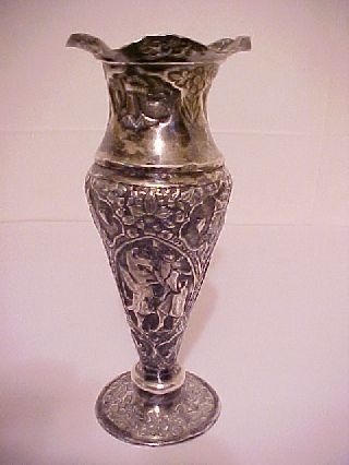 Antique Assyrian Babylonian Persian Art Repousse & Chased Silver 840~1000 Vase photo