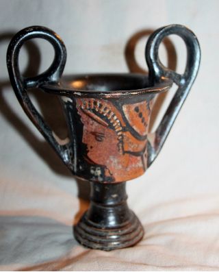 Good Quality Ancient Greek Pottery Red Figure Kantharos 4th Century Bc photo