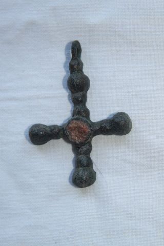 Ancient Byzantine Bronze Cross C.  14/15th Century Ad photo