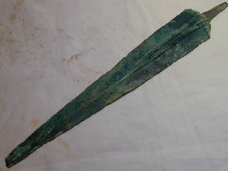 Ancient Greek Bronze Large Spearhead 8/7th Cent Bc photo