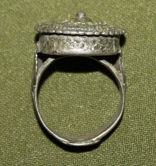 Antique Medieval Greek Folk Art Silver Ring photo