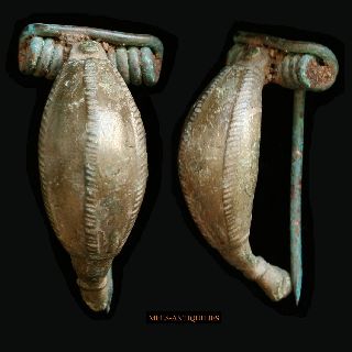 Ancient Celtic Bronze Fibula Brooch With Pattern photo