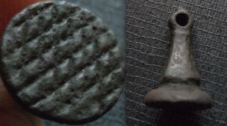 Bronze Georgian Fob Seal.  Checked Patern Design photo