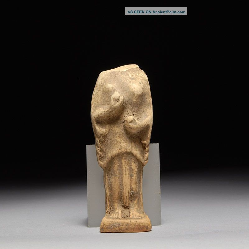 Ancient Greek Hellenistic Pottery Terracotta Statue Of Offering Goddess 500 B.  C. Greek photo