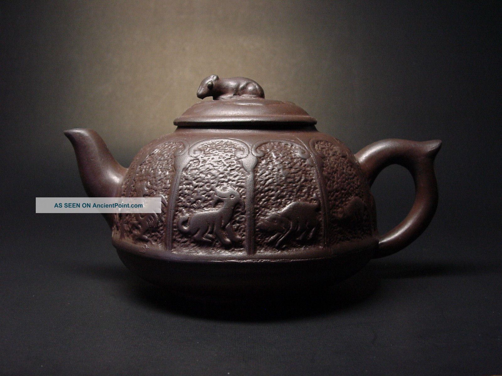 Antique Chinese Yixing Stoneware ' Shengxiao Calendar ',  Zisha Teapot,  Signed Teapots photo
