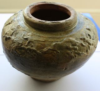 Chinese Han Dynasty Glazed Jar With Hunting Scene photo