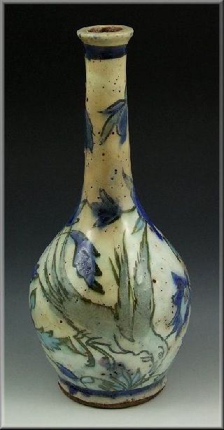 18th Century Islamic Pottery Bottle Form Vase photo