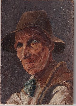 Unknown Very Rare Old Oil Painting On Wood 16 Cmx11 Cm Stamp On Back photo