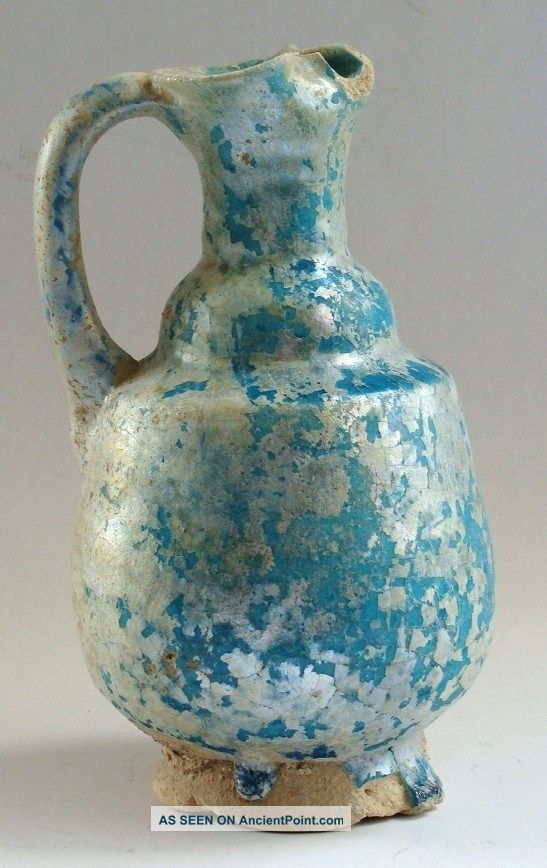Antique Turquoise Glaze Ceramic Jug Middle East photo