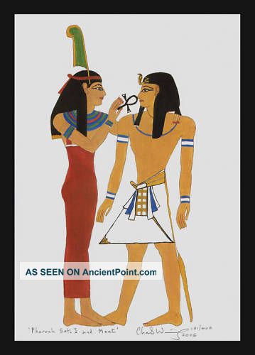 Goddess Maat & Pharoah ; Ancient Egyptian Signed Print Egyptian photo