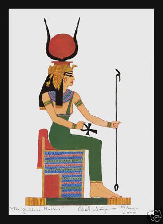 The Goddess Hathor; Ancient Egyptian Signed Print photo