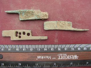 3 Ancient Medieval To Roman Bronze Lock Bolts 6339 photo