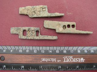 3 Ancient Medieval To Roman Bronze Lock Bolts 6329 photo