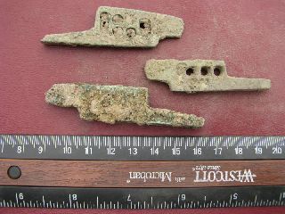 3 Ancient Medieval To Roman Bronze Lock Bolts 6328 photo