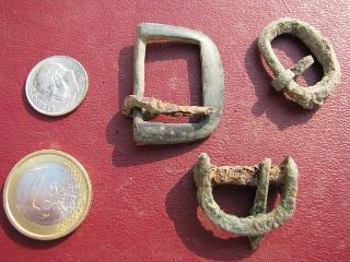 Collection Of 3 Medieval And Later Buckles 1770 photo