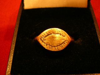 Ancient Bronze Roman ' Evil Eye ' Ring photo