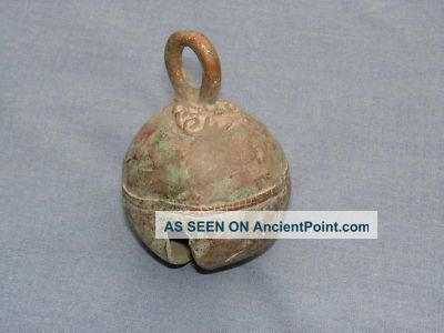 Large Ancient Bell With Ornate Design To Top And Centre Chinese photo