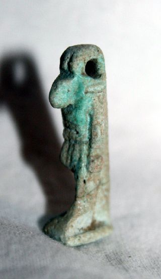 Ancient Egyptian Faience Amulet Anubis 30th Dyn Embalming photo