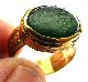 Medieval Gold Gilt Finger Ring Deep Green Glass Setting 16th Century European photo 1