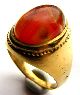Fine Gold Gilt Georgian Signet Ring With Orange Chalcedony Cabochon 18th Century European photo 1