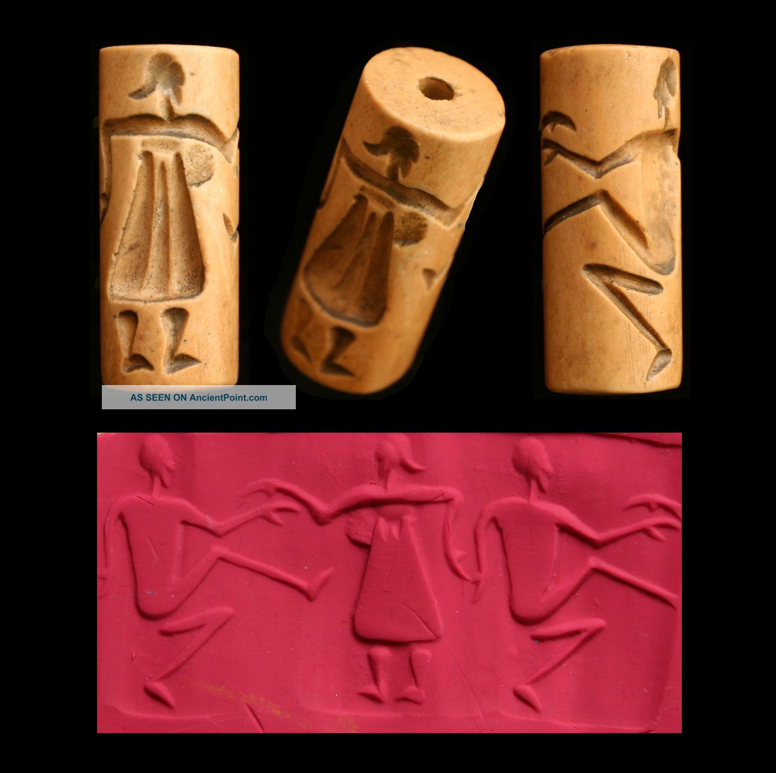 Cylinder Seal Of Dancers Bead Amulet Middle Eastern Near Eastern photo