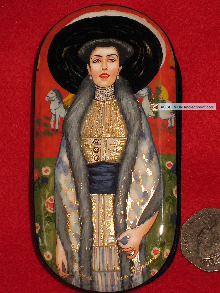 Russian Small Trinket Repro Lacquer Box Klimt Hand Painted Adele Bloch - Bauer Ii Russian photo