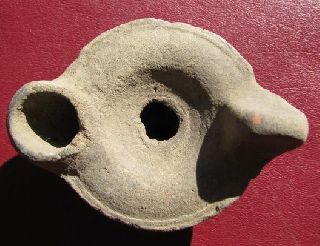 Authentic Ancient Roman Clay Oil Lamp 3957 photo
