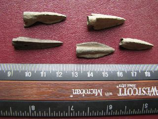 5 Uncleaned Scythian Bronze Arrowheads 6839 photo
