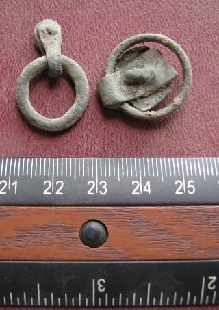 Metal Detector Found Artifacts 2 Bronze Suspension Rings Or Loops 7062 photo