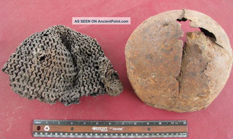 Ancient Mongol Iron Helmet & Chain Mail 14th C.  Rt 94 Roman photo