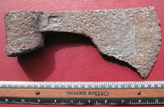 Ancient Large 16th C.  Iron Fighting Axe W Mark Rt 69 photo