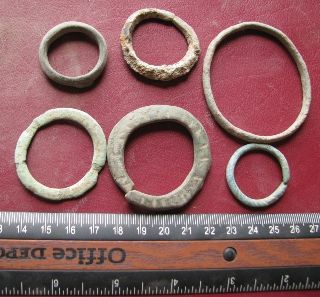 Metal Detector Found Artifacts 6 Bronze Loops 7069 photo