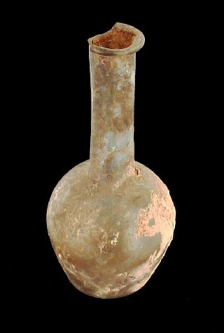 Ancient Roman Blown Glass Unguentarium Excavation Israel Holy Land Bottle photo