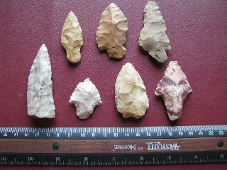 American Indian 7 Arrowheads Points From Arkansas 7245 photo