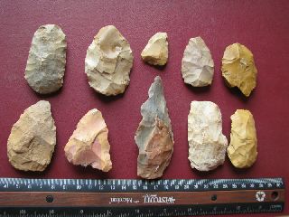 American Indian 10 Scrapers Points Knives Arkansas 7251 photo