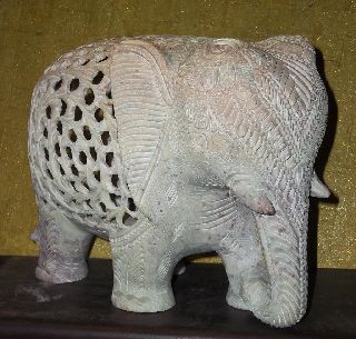 Rare Carved Soap Stone Elephant Statue 6 